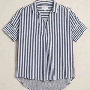 Classic Navy Striped Short Sleeve Women's Top